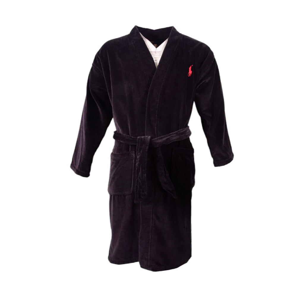 RL MEN L/S BATH ROBE RL91 BLK M (IR)