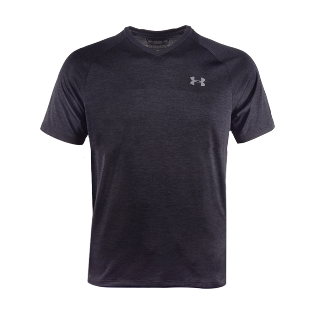 UA MEN S/S V.NECK T.SHIRT 1328190-001 BLK M (IR)