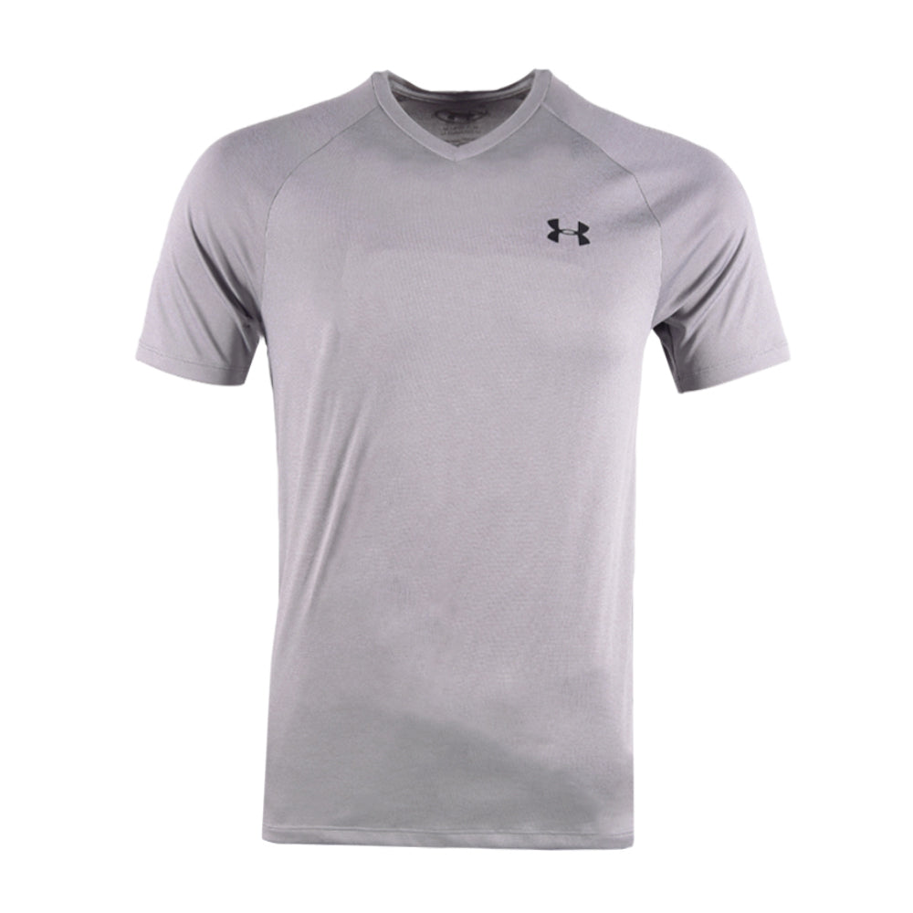 UA MEN S/S V NECK T.SHIRT 1328190-035 GRY S (IR)
