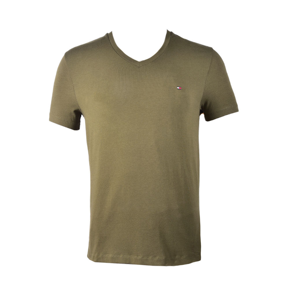 TH MEN S/S V.NECK SHIRT 78J7086-702 GRN L (IR.S)