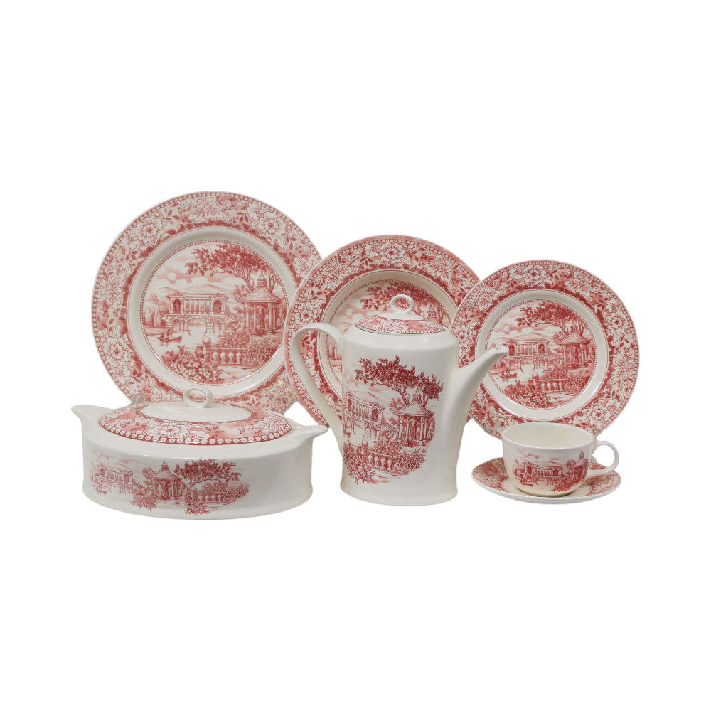 DINNER SET ROYAL STAFFORD 91PC 1047A RED