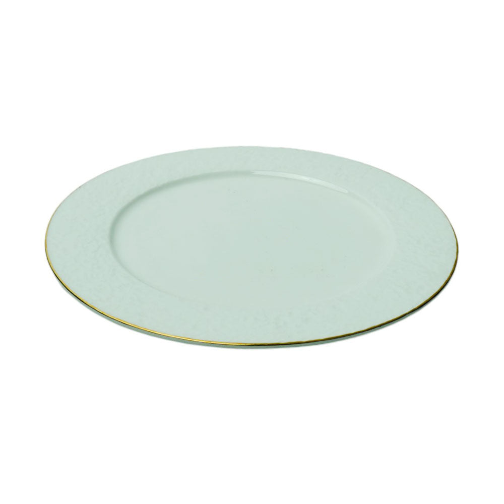 PLATE QUARTER WHITE PORCELAIN MOON EMBOSSED 8.5INCH IR