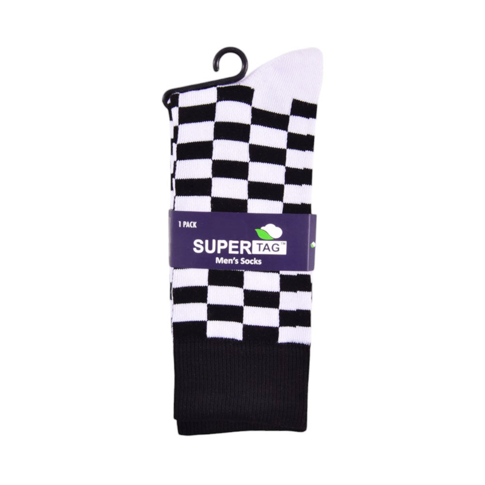 SUPER TAG SOCKS CRW CHECK BLK/WHT 1PC HZ