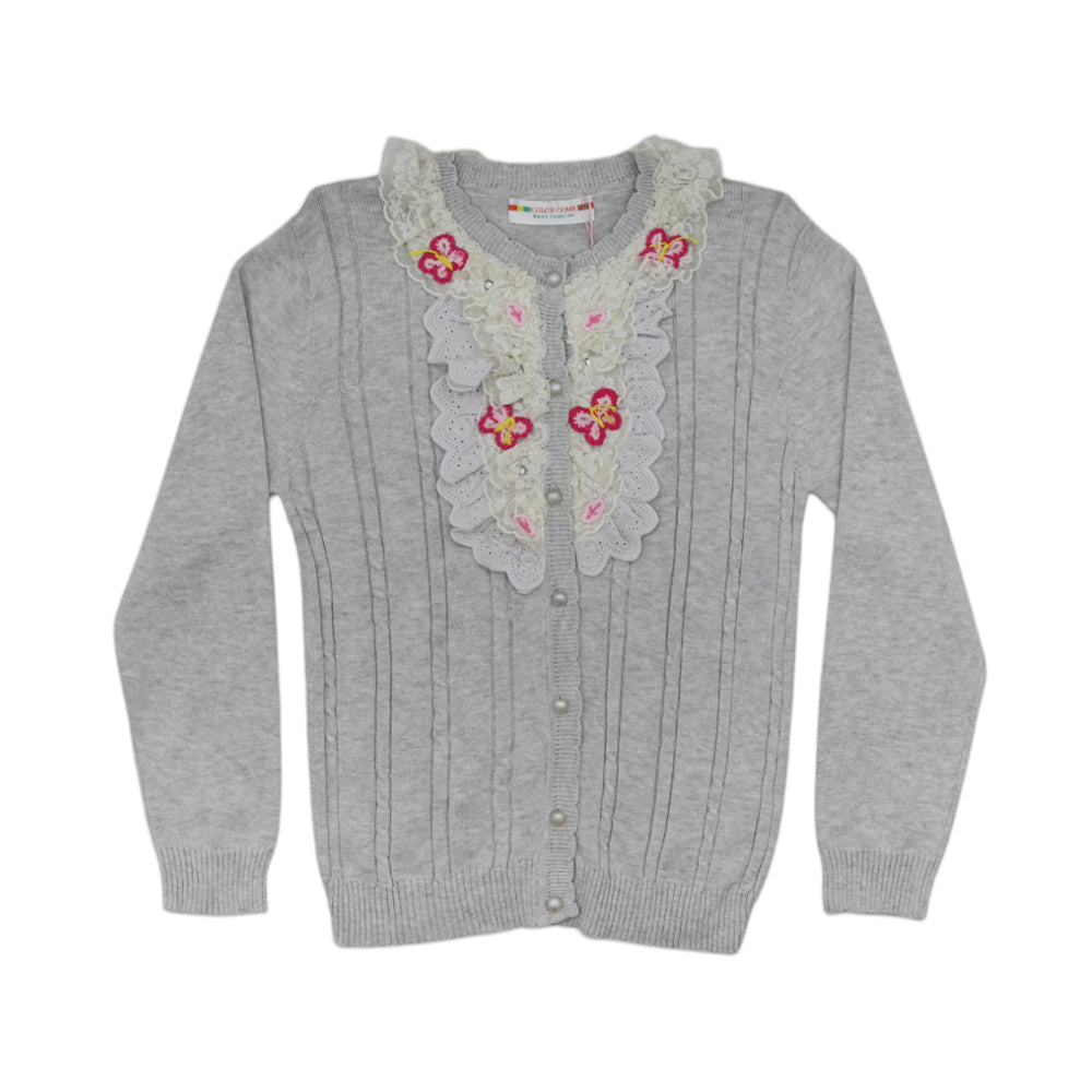 GIRLS L/S CARDIGON SWEATER MDW-23 7-8 YEAR CHI 9225