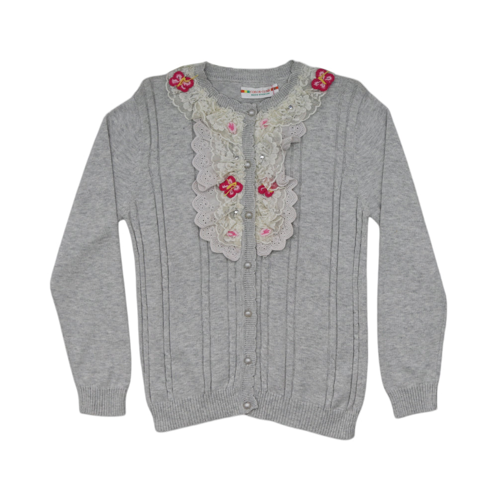 GIRLS L/S CARDIGON SWEATER MDW-23 8-9 YEAR CHI 9225