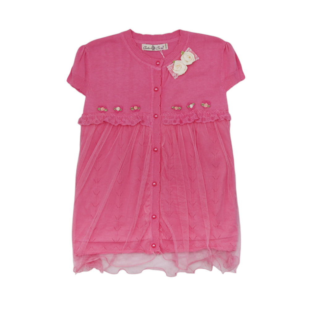 GIRLS CAP SLEEVE CARDIGON SWEATER MDW-23 8-9 YEAR CHI 9907