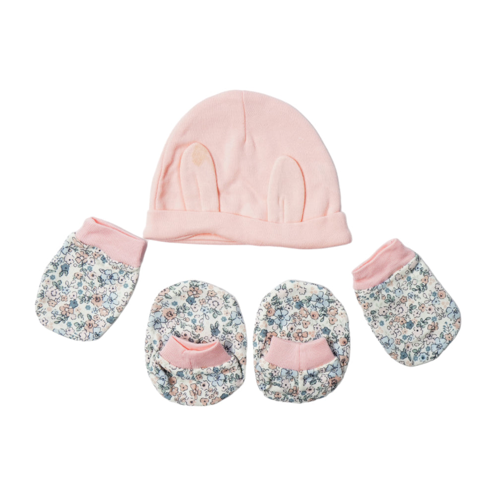 BABY COTTON CAP MITTON & BOOTIES SET MDW-23 CHI COT3D68