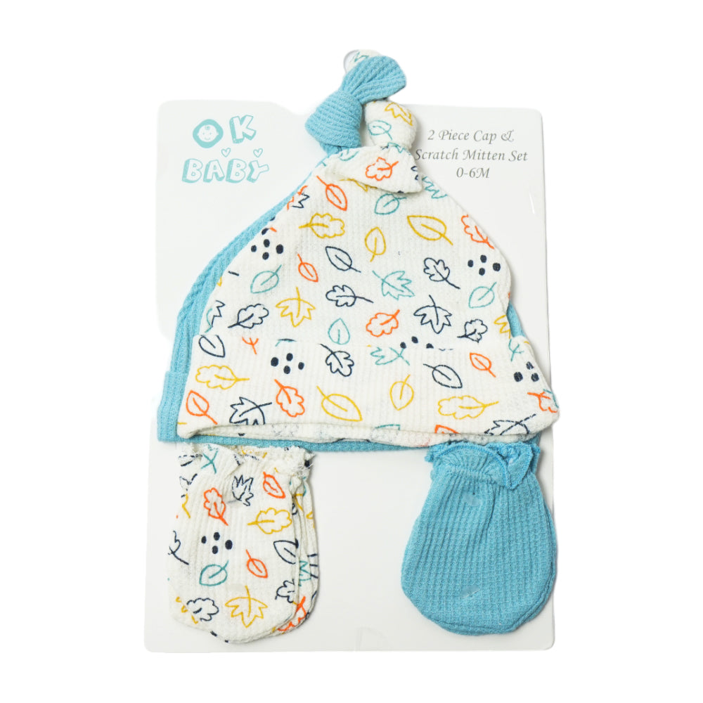 BABY COTTON CAP 2PC PACK W 2 PAIR MITTION MDW-23 CHI MP73503