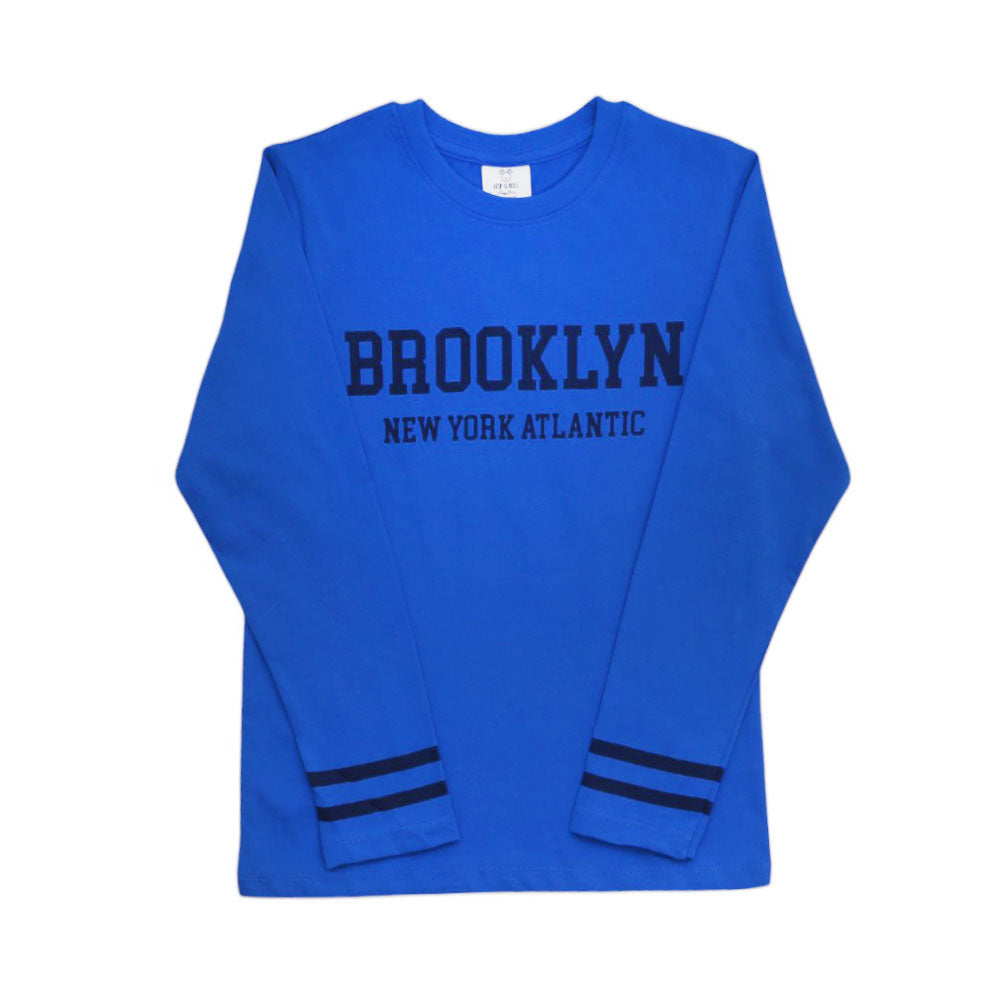 BOYS L/S T-SHIRT HOP & ROLL BLUE MZW-23 6-7 YEAR JB207
