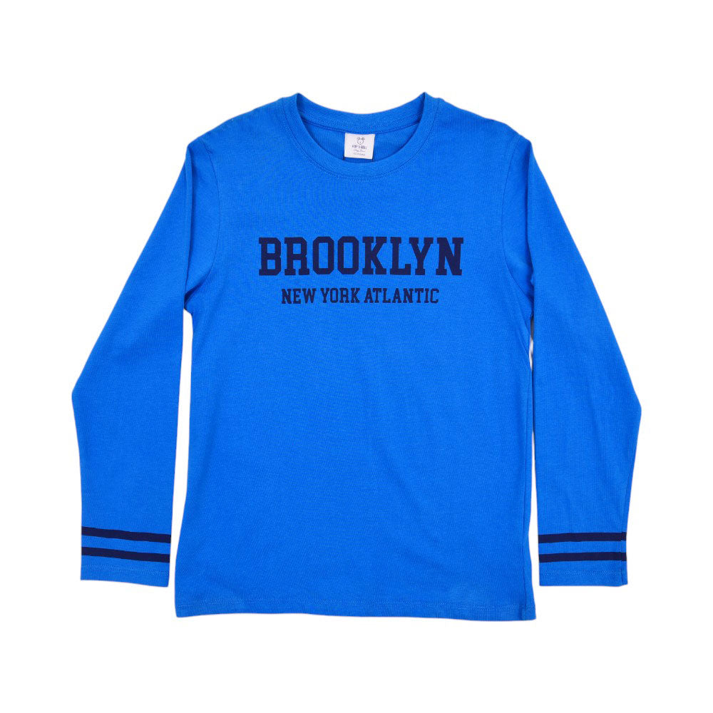 BOYS L/S T-SHIRT HOP & ROLL BLUE MZW-23 9-10 YEAR JB207