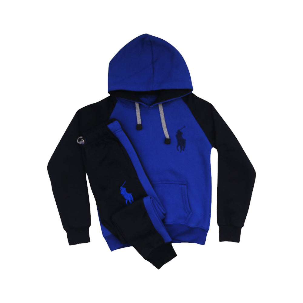 BOYS L/S 2PC TRACK SUIT HOODED N&E ROYAL BLUE MZW-23 5-6 YEA