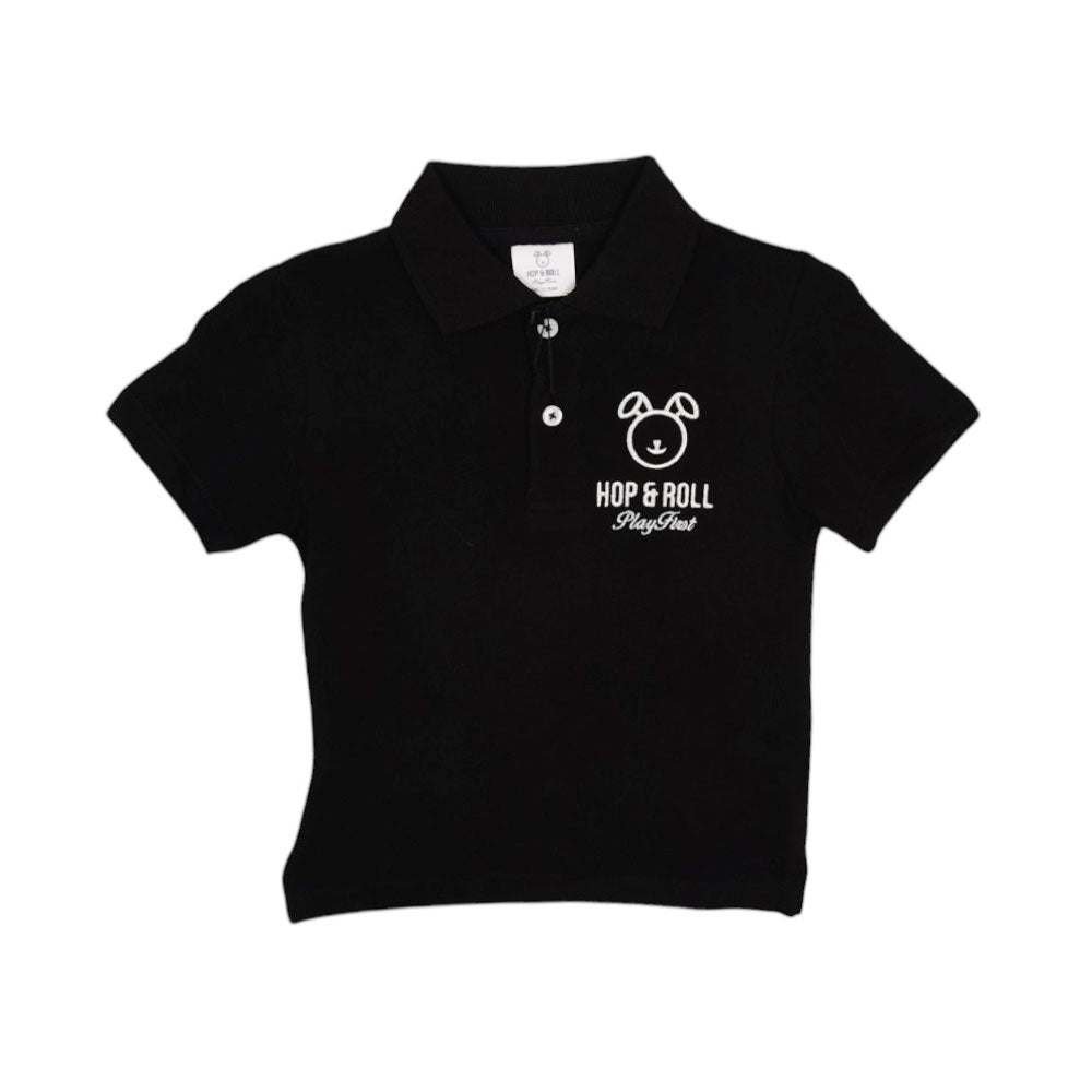 BOYS L/S POLO T-SHIRT HOP & ROLL BLACK MZW-23 2-3 YEAR JB401