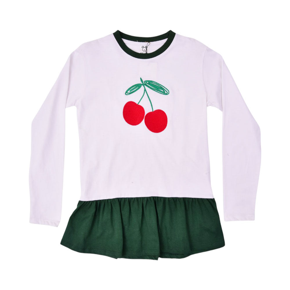 GIRLS L/S BLOUSE HOP & ROLL WHITE MZW-23 9-10 YEAR JG207
