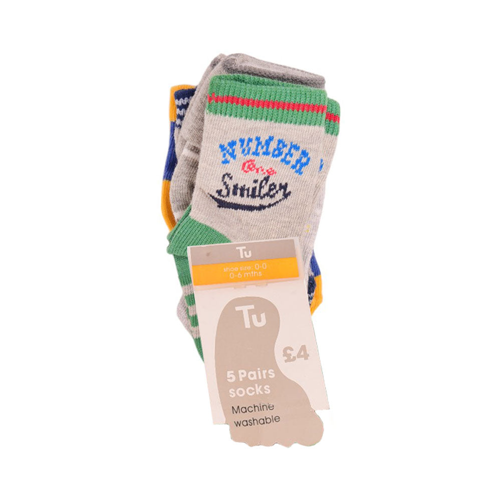 BOYS SOCKS 5PC PACK MDW-23 0-6M