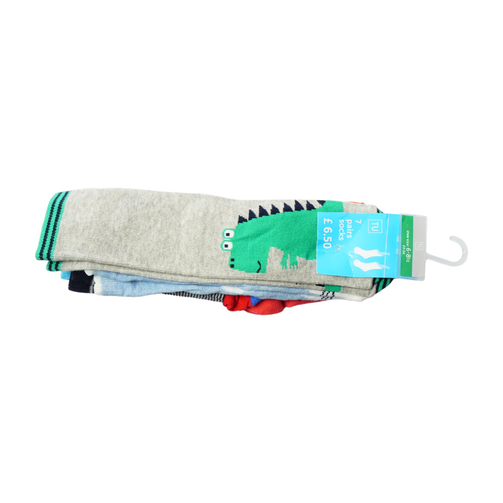 BOYS SOCKS 7PC PACK MDW-23 6-8.5M