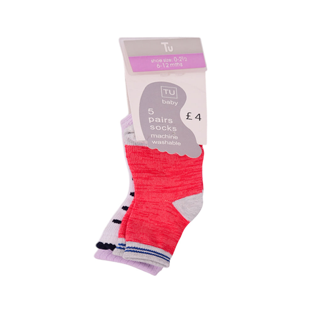 GIRLS SOCKS 5PC PACK MDW-23 6-12M