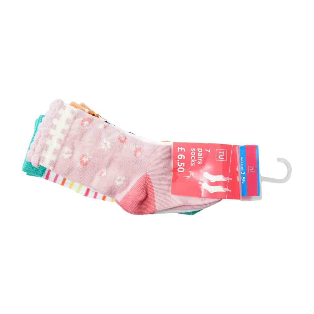 GIRLS SOCKS 7PC PACK MDW-23 3-5.5M