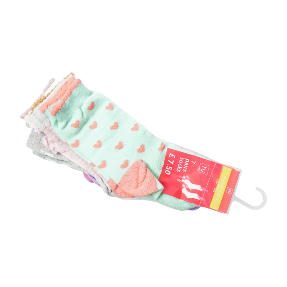 GIRLS SOCKS 7PC PACK MDW-23 4-6.5M