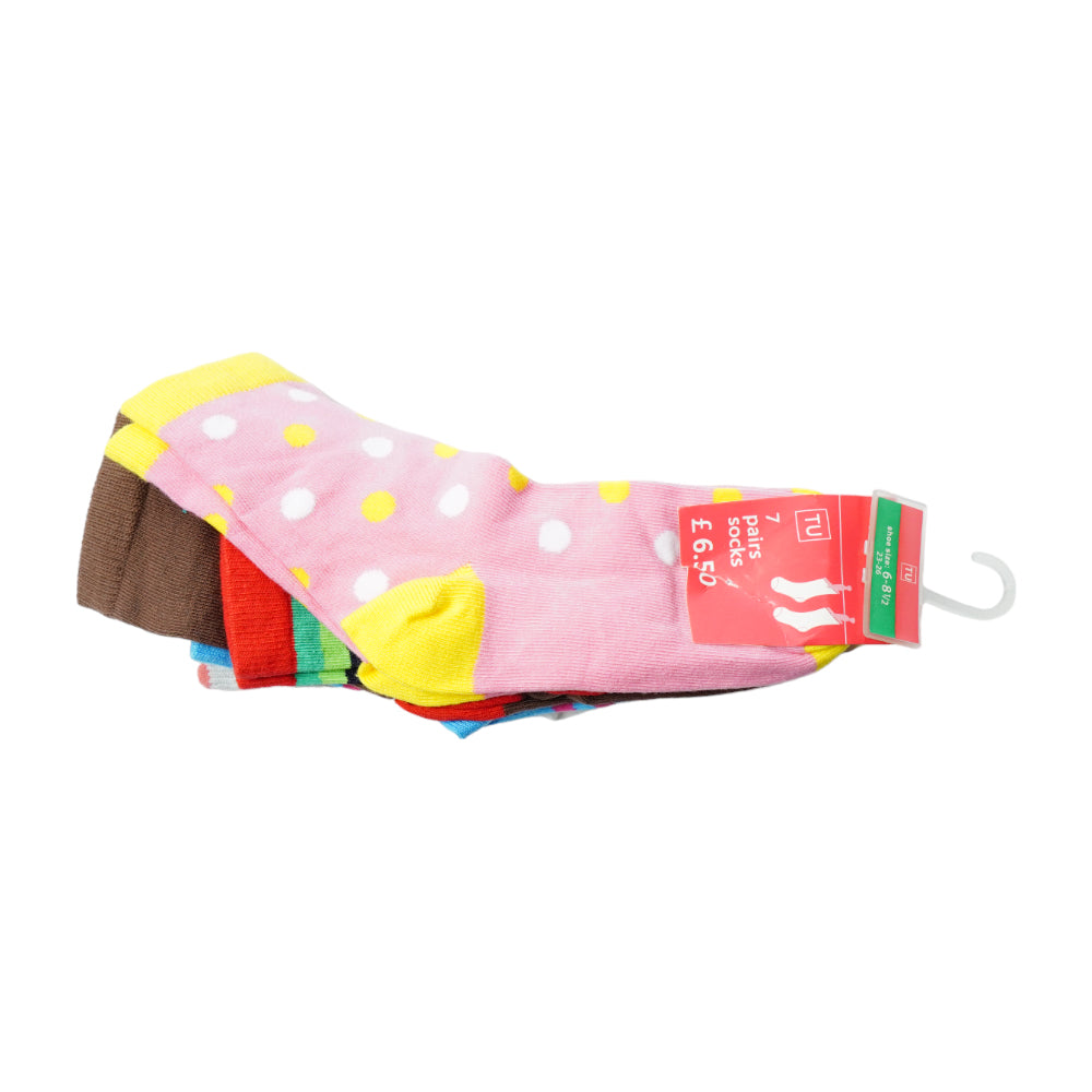 GIRLS SOCKS 7PC PACK MDW-23 6-8.5M