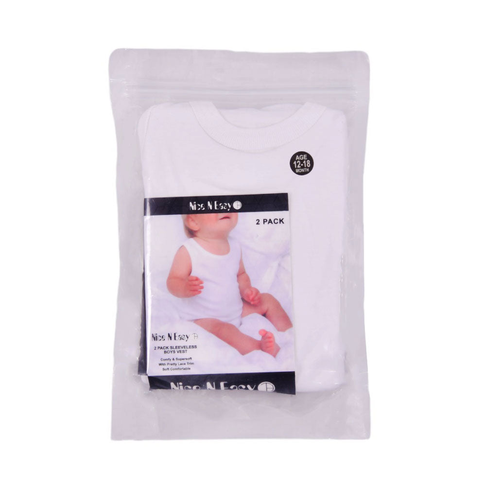 BOYS S/L VEST 2PC PACK NICE & EASY MZW-23 12-18M HC-009