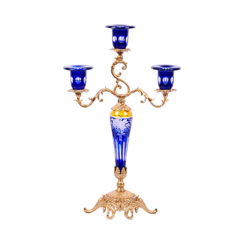 CANDLE STAND CRYSTAL BRASS IR H-C11-6010 JC209-712