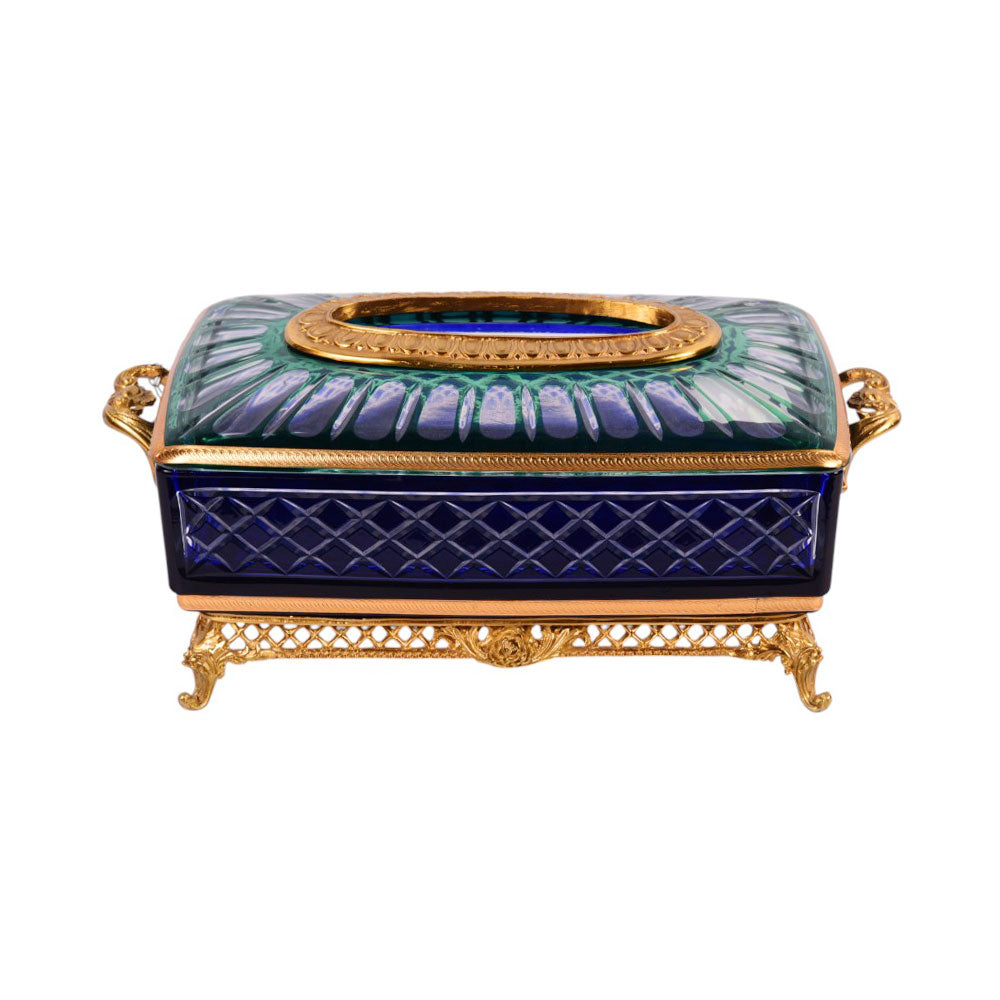 TISSUE BOX CRYSTAL BRASS IR H-C19-6018 JSC24-713