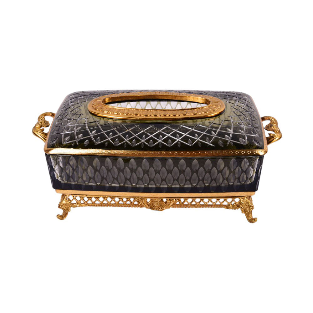 TISSUE BOX CRYSTAL BRASS IR H-C19-6018 JSC23-837