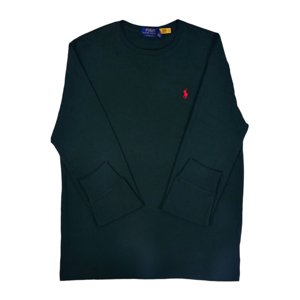 RL MEN L/S R.NECK SHIRT 817003 M GRN (IR.S)