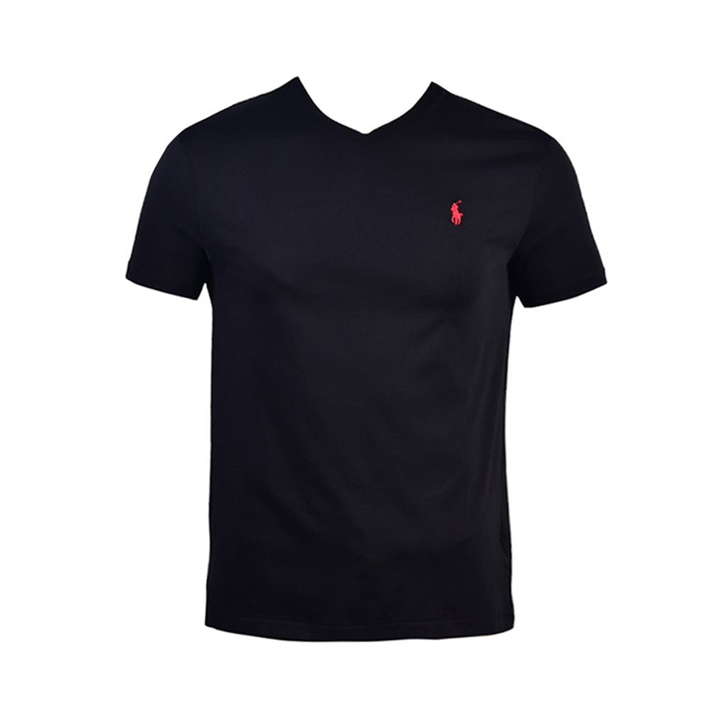 RL MEN S/S V.NECK SHIRT 518002 M BLK (IR.S)