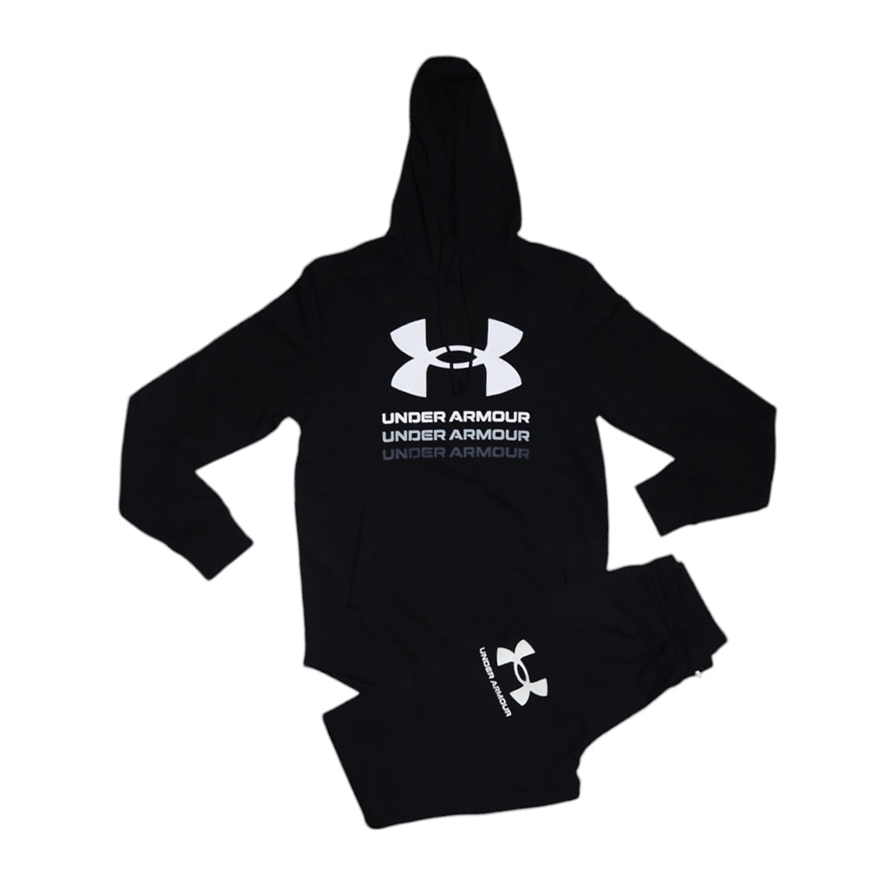 UA MEN L/S TERRY HOODIE 1386047-001 BLACK S (IRW)