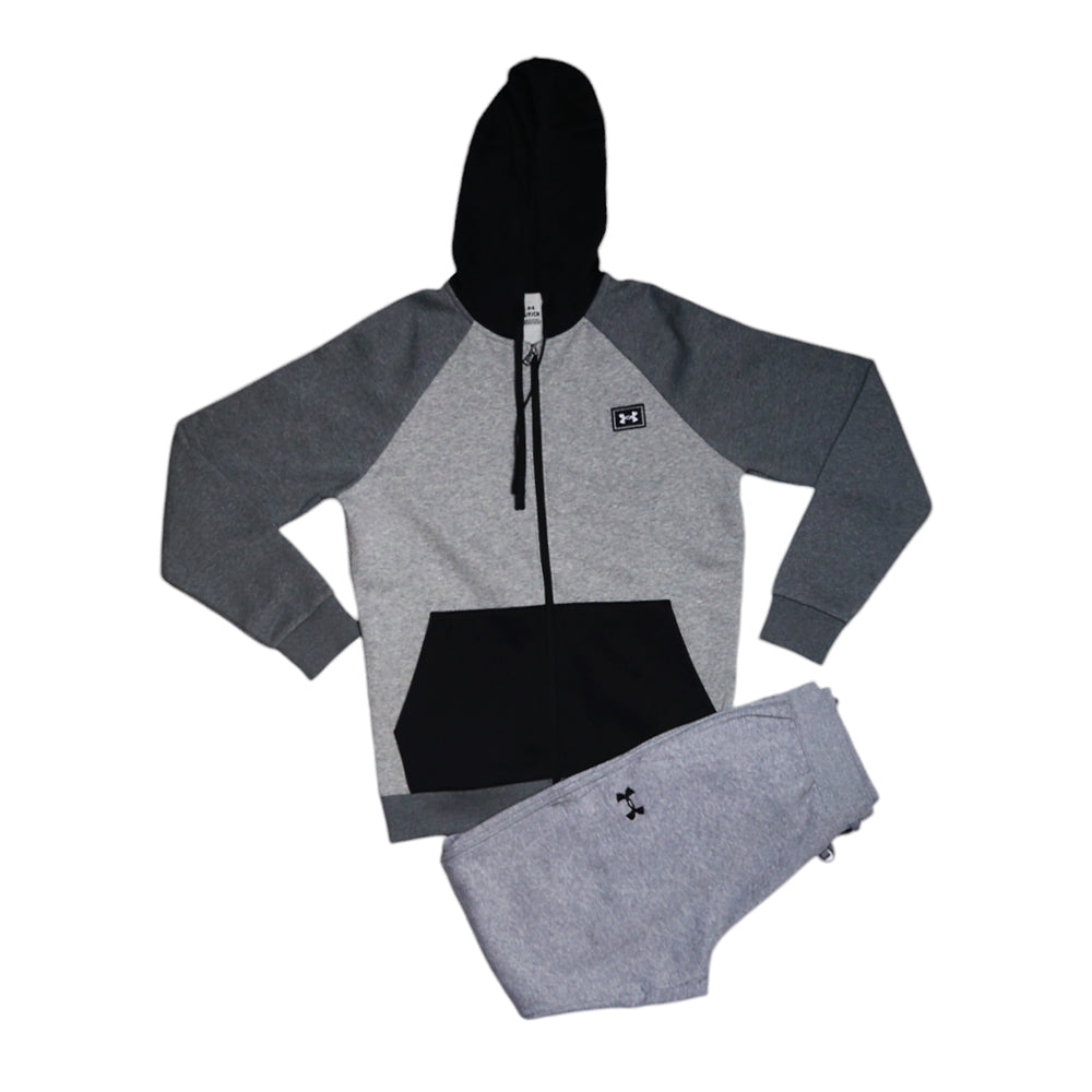 UA MEN L/S FLEECE ZIPPER HOODIE 1383096-011 GRY S (IRW)