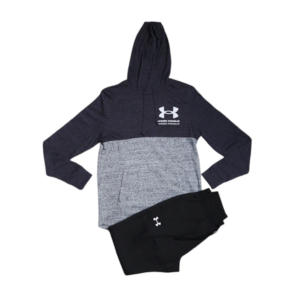 UA MEN L/S TERRY HOODIE 1383103-025 GRY S (IRW)