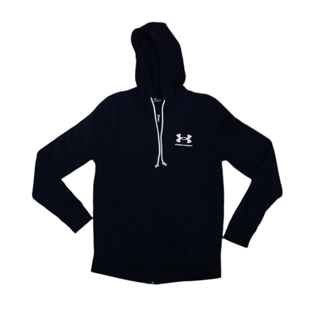 UA MEN L/S TERRY ZIPPER HOODIE 1370409-410 NVY S (IRW)
