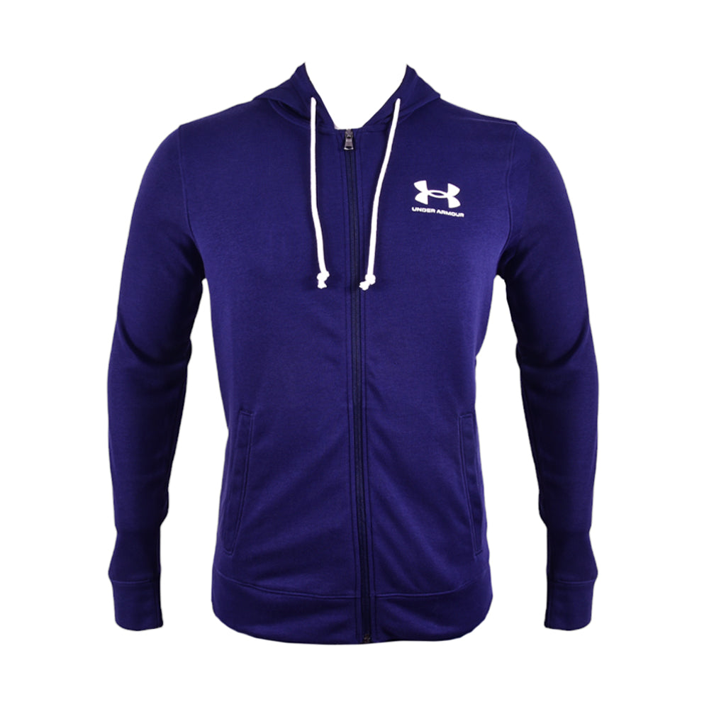 UA MEN L/S TERRY ZIPPER HOODIE 1370409-410 NVY M (IRW)