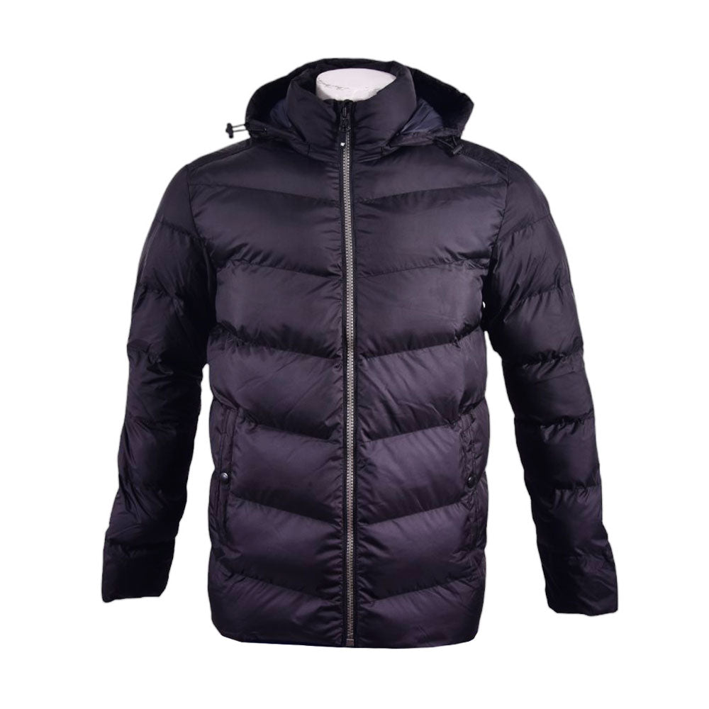 HEAT 32 MEN L/S PUFFER JACKET W-HOOD 4074PRT BLK S (IRW)