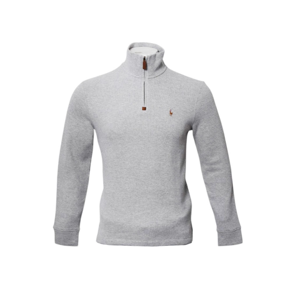 RL MEN L/S H-ZIPPER SWEATER 073011 GRY S (IRW)