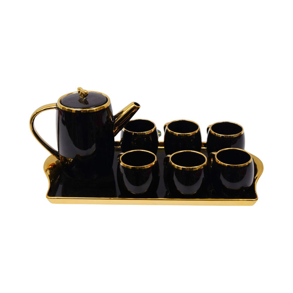 COFFEE SET 9PC CERAMIC TS08 BLACK