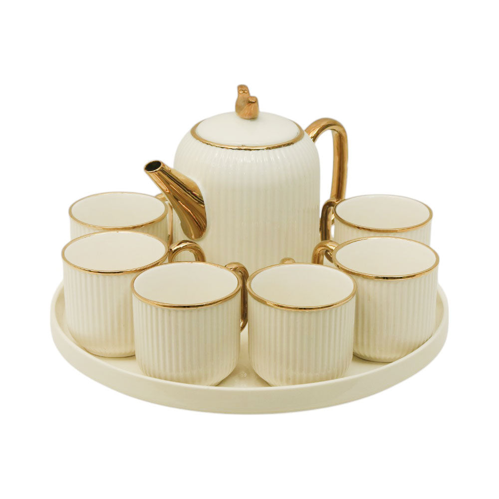 COFFEE SET 9PC CERAMIC REVOLVING 41-6 WHITE