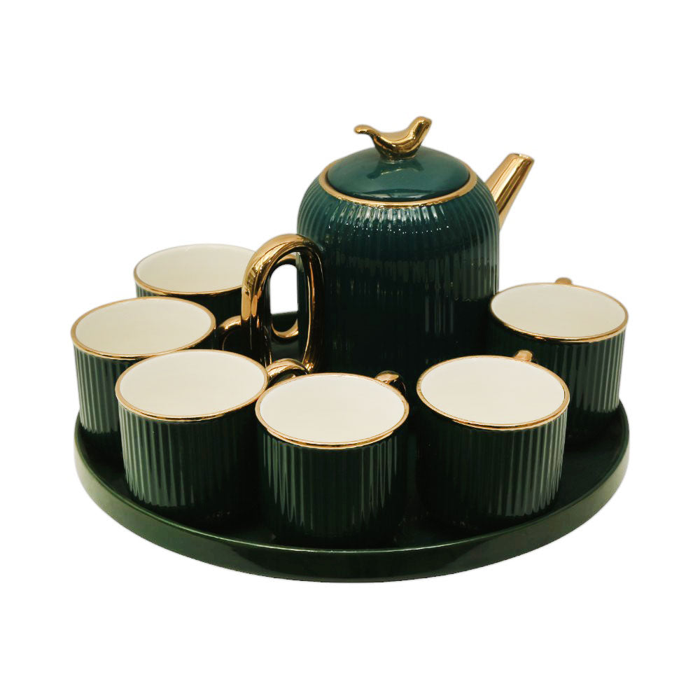 COFFEE SET 9PC CERAMIC REVOLVING 41-10 GREEN