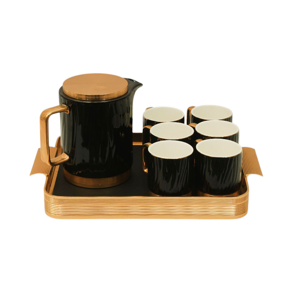 COFFEE SET 9PC CERAMIC METAL AM3667-S8 BLACK AAK