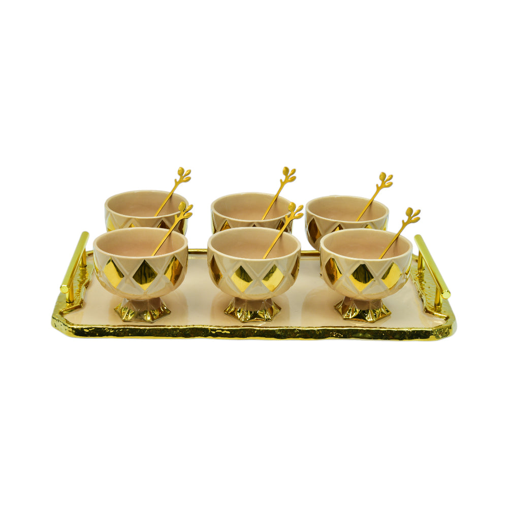 ICE CREAM CUP SET 13PC 845-3 BROWN