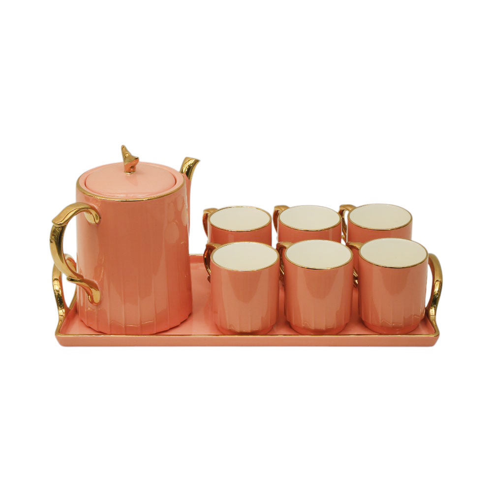 COFFEE SET 9PC CERAMIC 3145-1 PINK AW