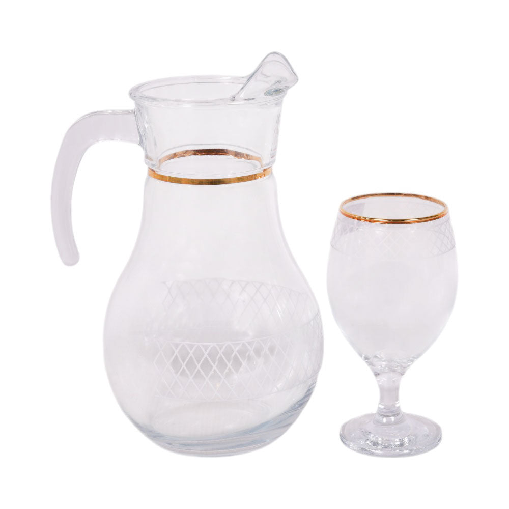 WATER SET 7PC PSB HAND CUT GOLD BISTRO 96933-B024