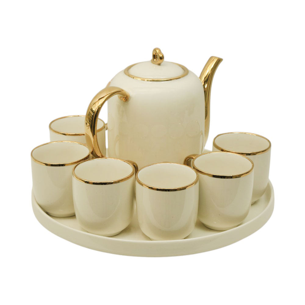 COFFEE SET 9PC CERAMIC REVOLVING ABC9 WHITE