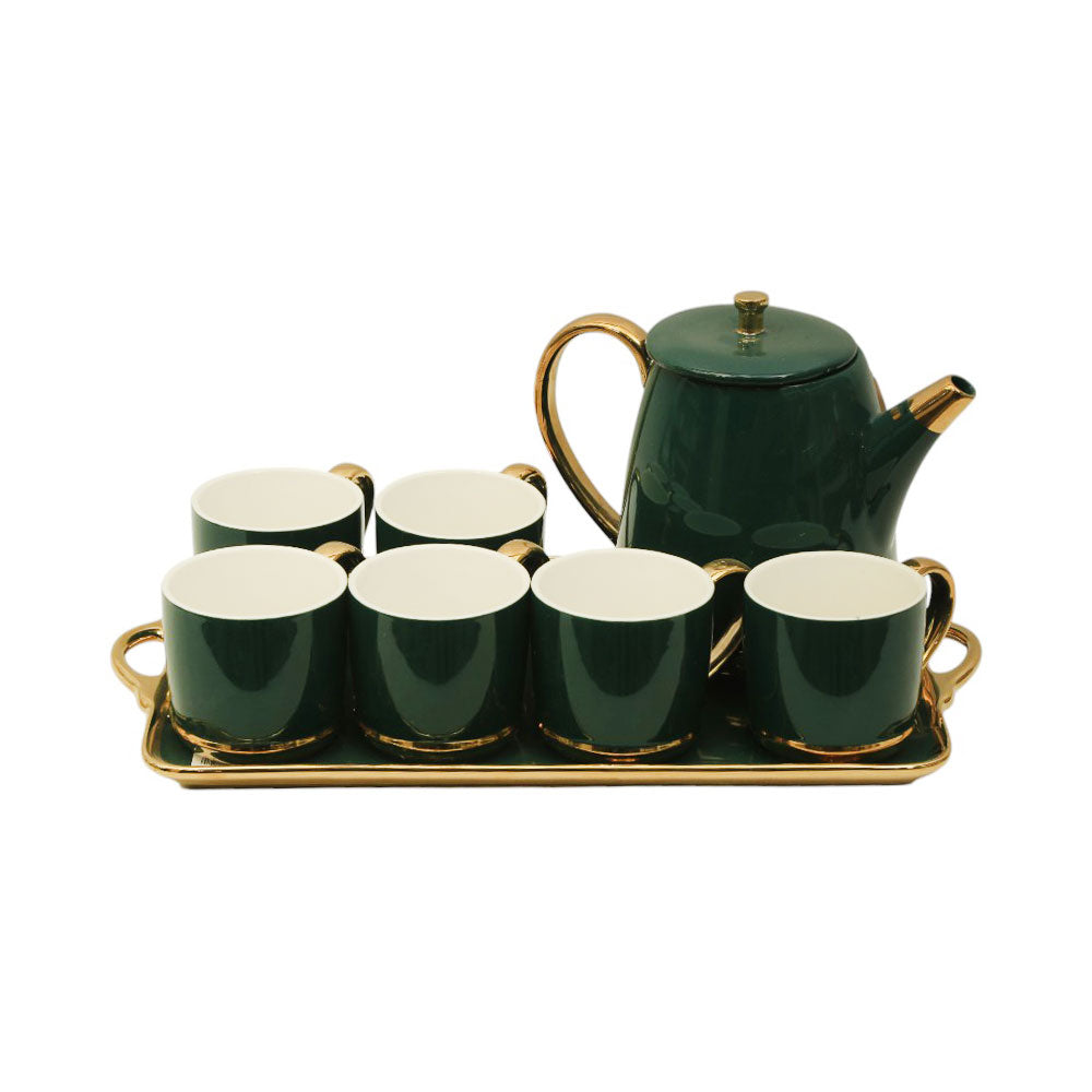 COFFEE SET 9PC CERAMIC ABC23 GREEN