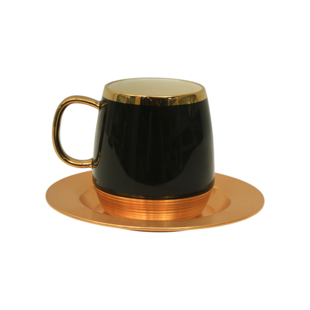 CUP & SAUCER SET 6PC PORCELAIN BLACK 5-10 MKT