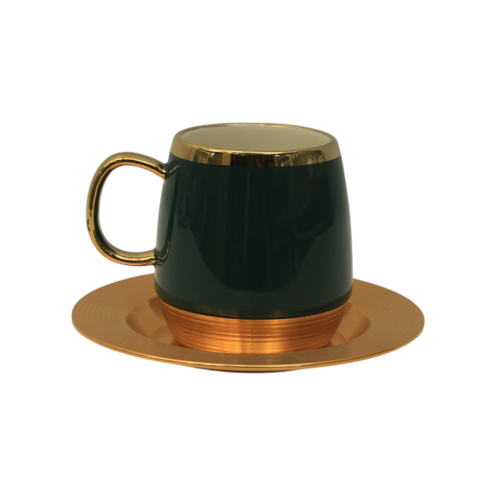 CUP & SAUCER SET 6PC PORCELAIN GREEN 5-11 MKT