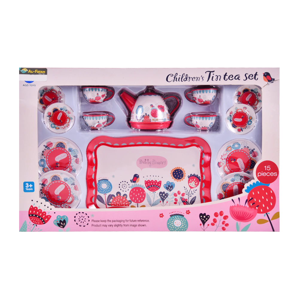 998-10 FLOWER TEA SET RED 15PCS