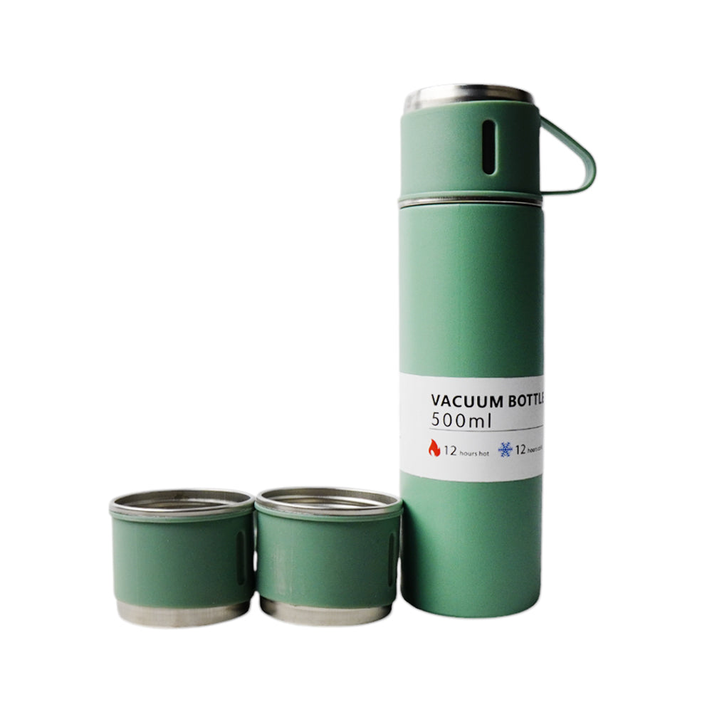 1610-15 SS VACCUM WATER BOTTLE W 2 CUPS 500ML