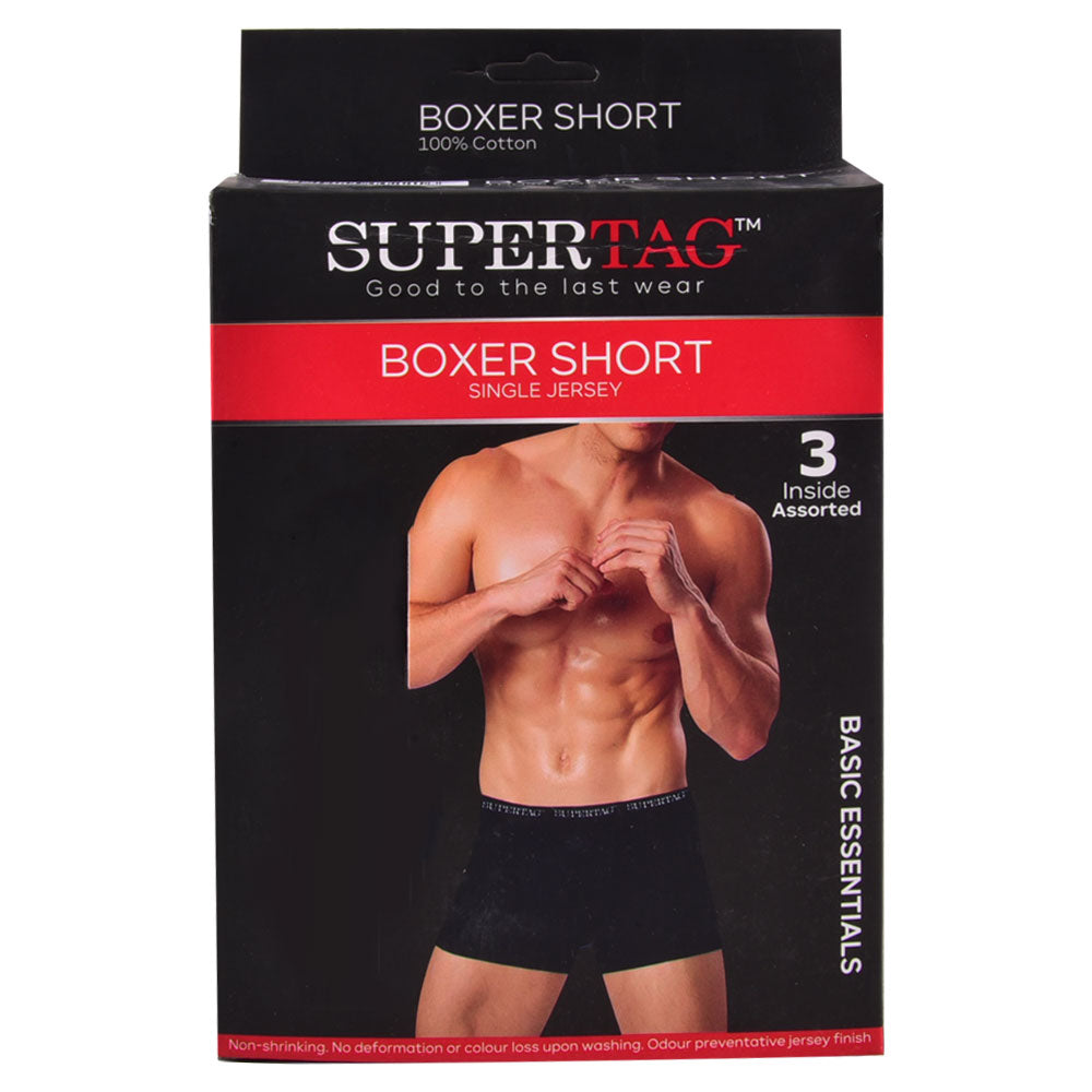 SUPER TAG SINGLE JERSEY BOXER ASSORTED XL 3P